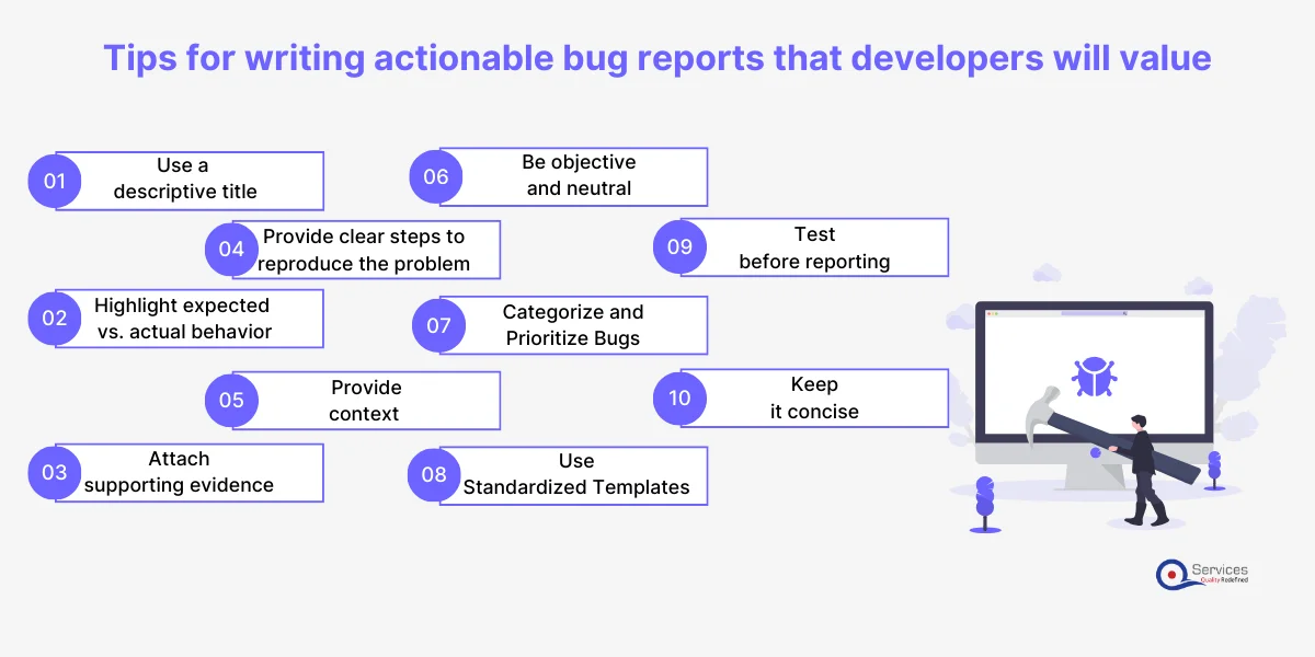 Tips for writing actionable bug reports that developers will value